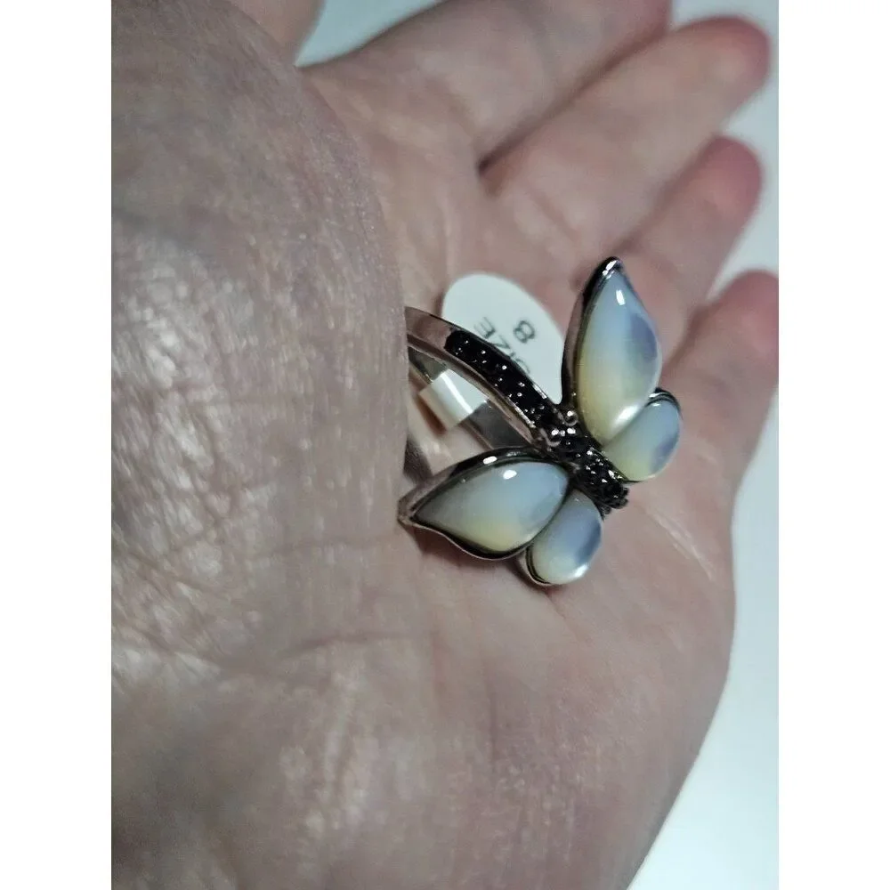 Silver tone butterfly ring size 7
